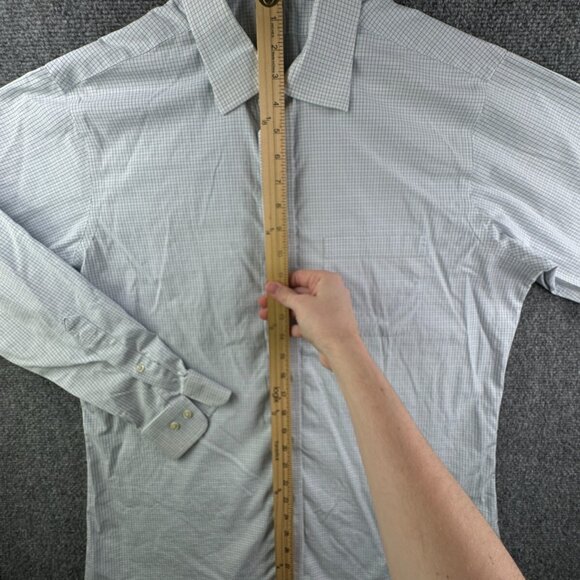 Brooks Brothers STRETCH Blue Check Long Sleeve Cotton Button Up 16.5 34/35 Slim - Picture 3 of 15